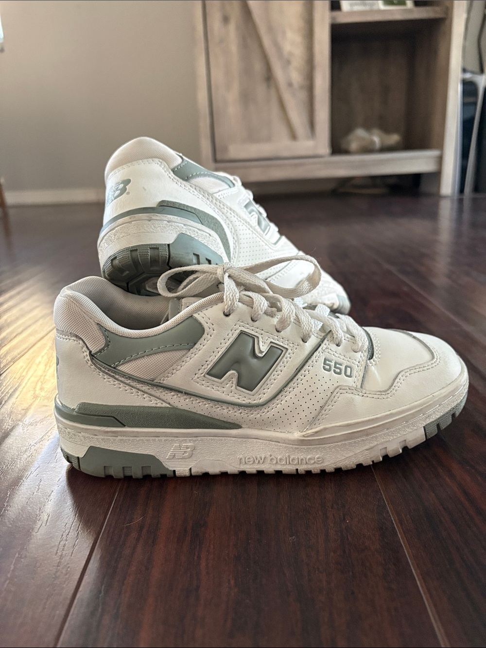 New Balance White & Grey 550 Retro Sneakers